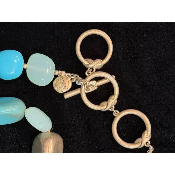 JONES of NEW YORK, JNY, Necklace & Bracelet Set, Gold Tone Chain & Stones - Picture 9 of 11